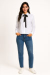 BLUSA CAMISERA DE MANGA LARGA CON CORBATA DECORATIVA