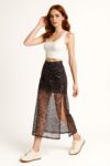 FALDA LARGA TRANSPARENTE MESH CON ESTAMPADO ANIMAL PRINT