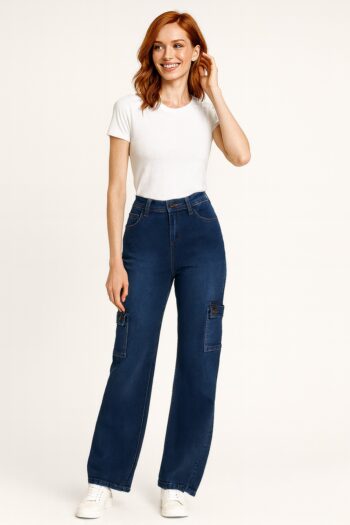 JEANS STRETCH CARGO PIERNA AMPLIA