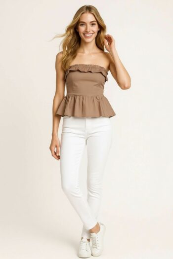 BLUSA STRAPLESS CORTE PEPLUM