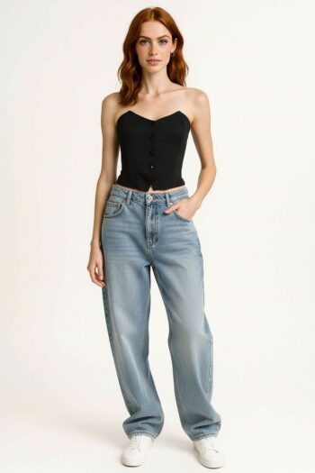 BLUSA STRAPLESS CON BOTONES