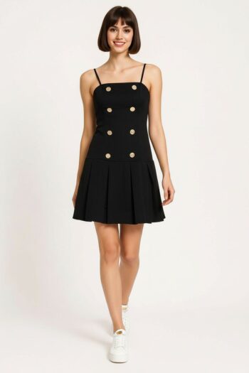VESTIDO TABLEADO BOTONES TIRANTES