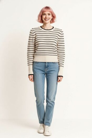 SUÉTER CALADO CON RAYAS