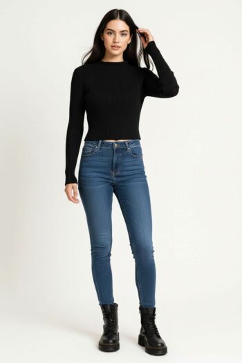 SUÉTER DE VISCOSA CON CUELLO ALTO