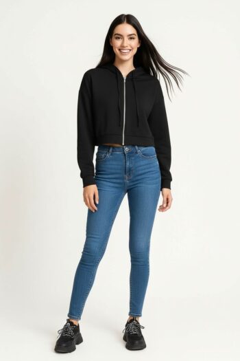 SUDADERA CORTA CON CIERRE FRONTAL