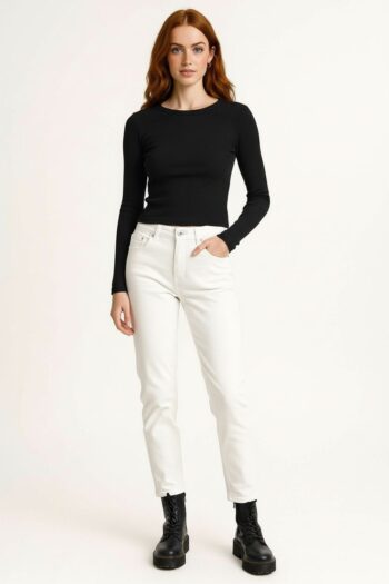 PLAYERA RIB CROP MANGA LARGA