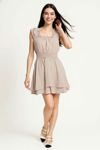 VESTIDO CORTO CAMPESTRE DOBLE FALDA