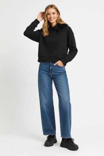 SUDADERA FELPA CON DETALLE DE PELUCHE