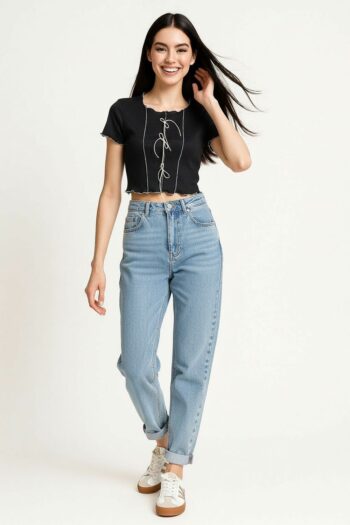 PLAYERA RIB CON MOÑOS DECORATIVOS