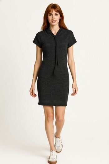 VESTIDO CHENIL CON CAPUCHA Y JARETA