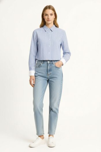 BLUSA RAYAS CON PUÑO Y CUELLO CLÁSICO