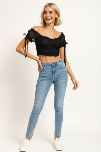 PLAYERA TOP MESH PLIZADO AJUSTADO