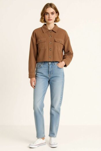 CHAQUETA PANILLA CON BOLSAS AL FRENTE