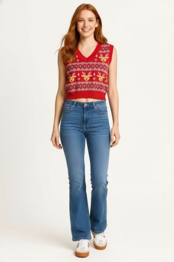 CHALECO TEJIDO RENOS NAVIDAD