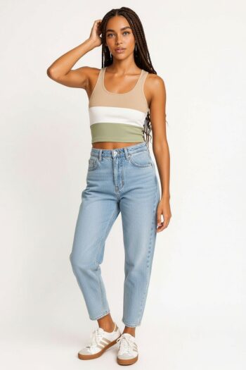 PLAYERA RIB COMBINADA SIN MANGAS