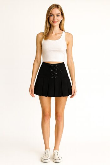 FALDA TABLEADA CON CORDONES