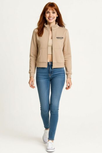 SUDADERA FELPA CON CIERRE FRONTAL