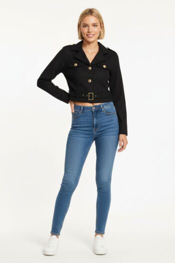 CHAMARRA BIKER SUEDE CROP AJUSTE