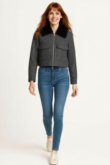 CHAMARRA CON CUELLO DE PELUCHE