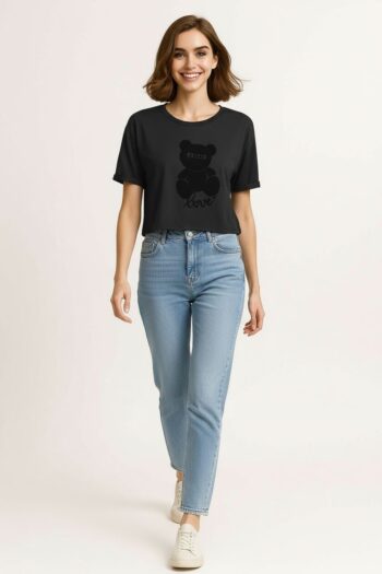 PLAYERA CORTA CON DISEÑO OSO