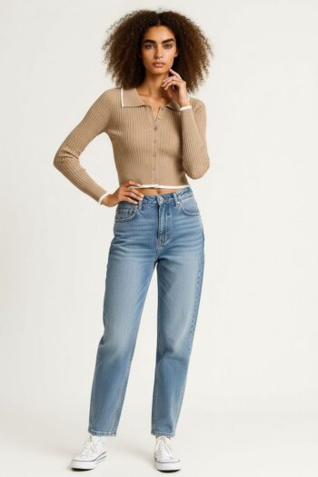 SUÉTER CON CUELLO CAMISERO TEJIDO SUAVE