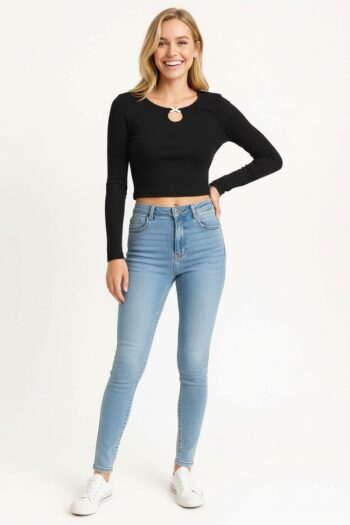 PLAYERA WAFFLE CON MOÑO DECORATIVO