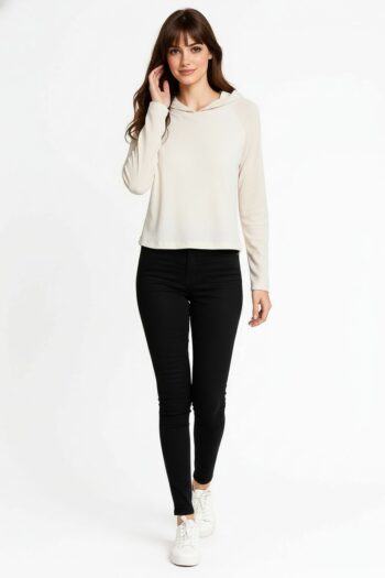 SUDADERA WAFFLE CON CAPUCHA