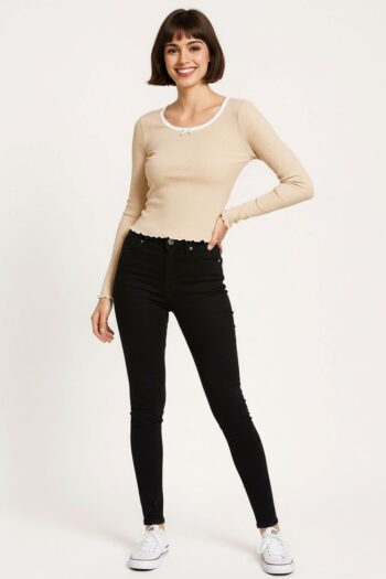 PLAYERA MANGA LARGA DETALLE FESTONEADO