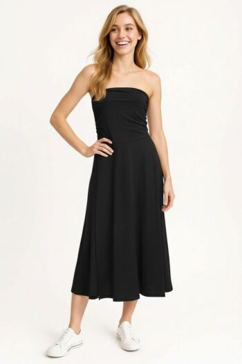 VESTIDO STRAPLE CON ABERTURA LATERAL