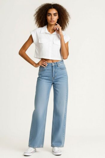 BLUSA CAMISERA CROP CON BOLSAS