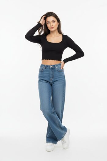 PLAYERA CROP RIB ENCAJE