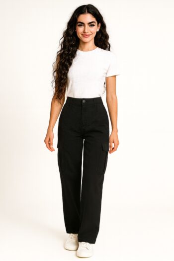 JEANS MOM CARGO GABARDINA