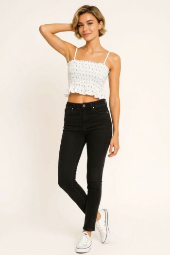 BLUSA CROP SMOCK TIRANTES