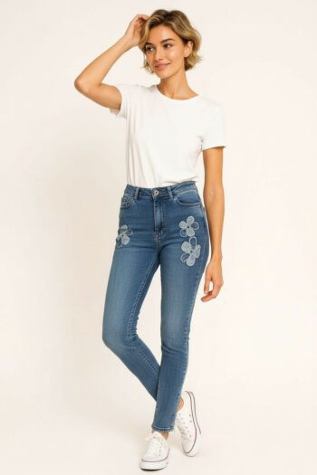 JEANS CINCO BOLSAS BORDADO