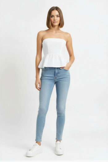 BLUSA STRAPLESS CON OLAN