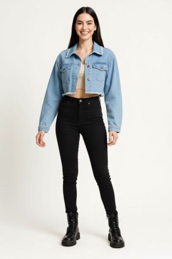 CHAMARRA DENIM DESHILADO CORTA