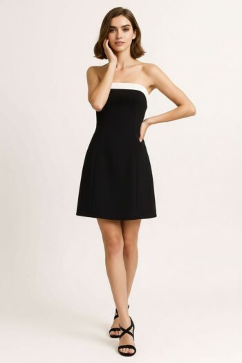 VESTIDO STRAPLESS CON MOÑO