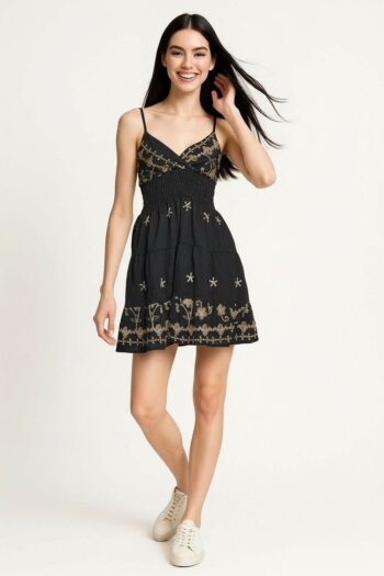 VESTIDO CRUZADO BORDADO TIRANTES