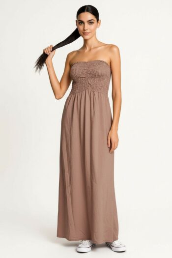 VESTIDO MIDI CON SMOCK