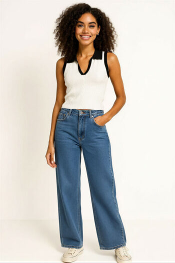 SUÉTER SIN MANGA CUELLO CONTRASTE