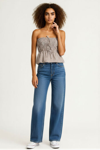 BLUSA SMOCK SIN TIRANTES CORTE PEPLUM