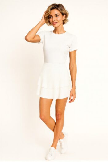 FALDA CON OLANES DOBLES