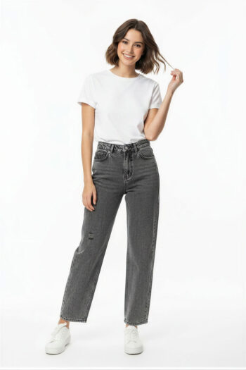 JEANS RECTOS TIRO ALTO CORTE RELAJADO