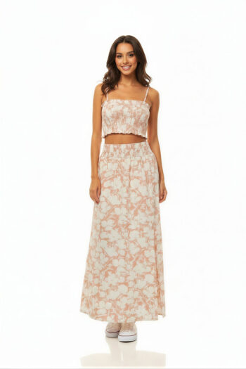 CONJUNTO FALDA MIDI ESTAMPADA