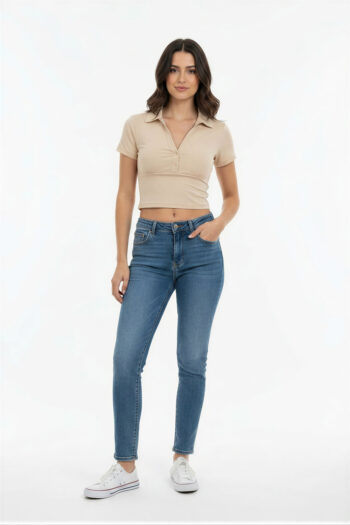 PLAYERA TIPO CAMISERO CORTA