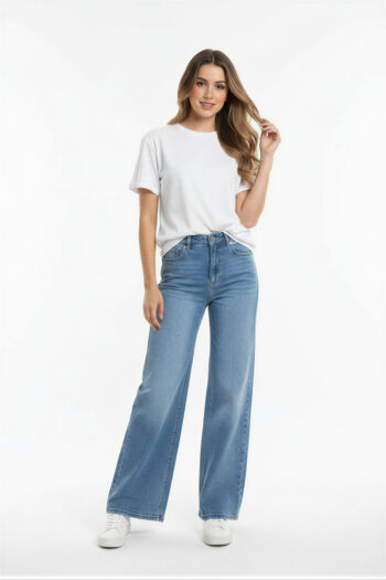 JEANS WIDE LEG TIRO ALTO CASUAL