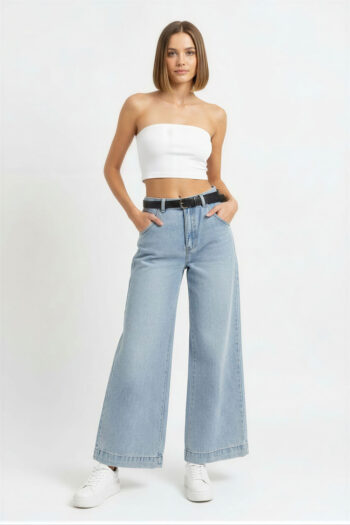 JEANS WIDE LEG CINTURÓN