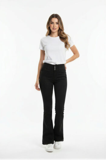 JEANS ACAMPANADOS TIRO ALTO