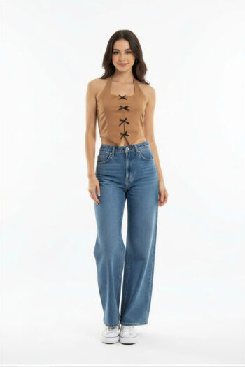 BLUSA HALTER MOÑOS DECORATIVOS