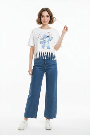 PLAYERA FLECOS RUEDO STITCH